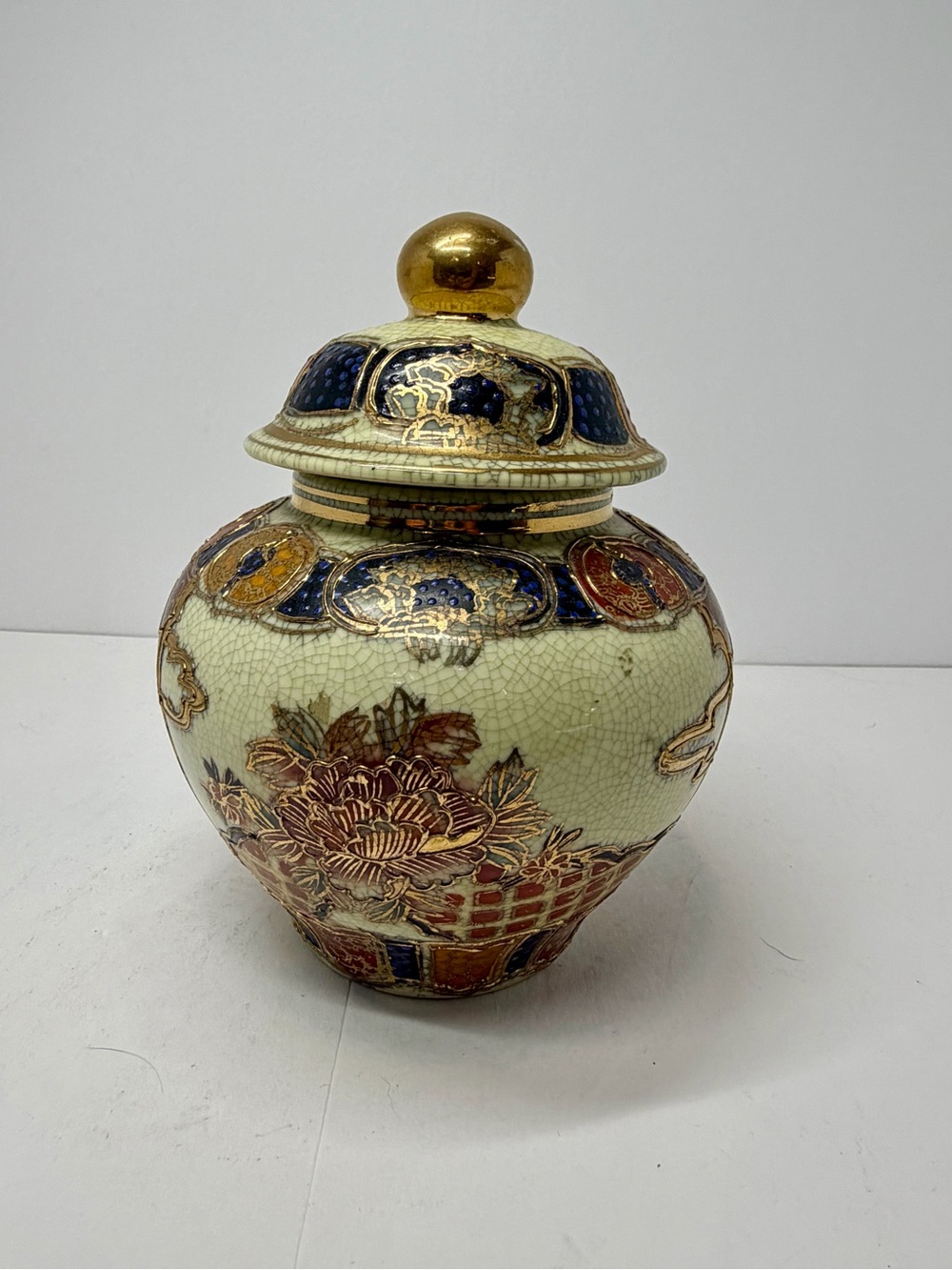 Vintage Chinese Crackle Glaze Ginger Jar – Satsuma Style Moriage